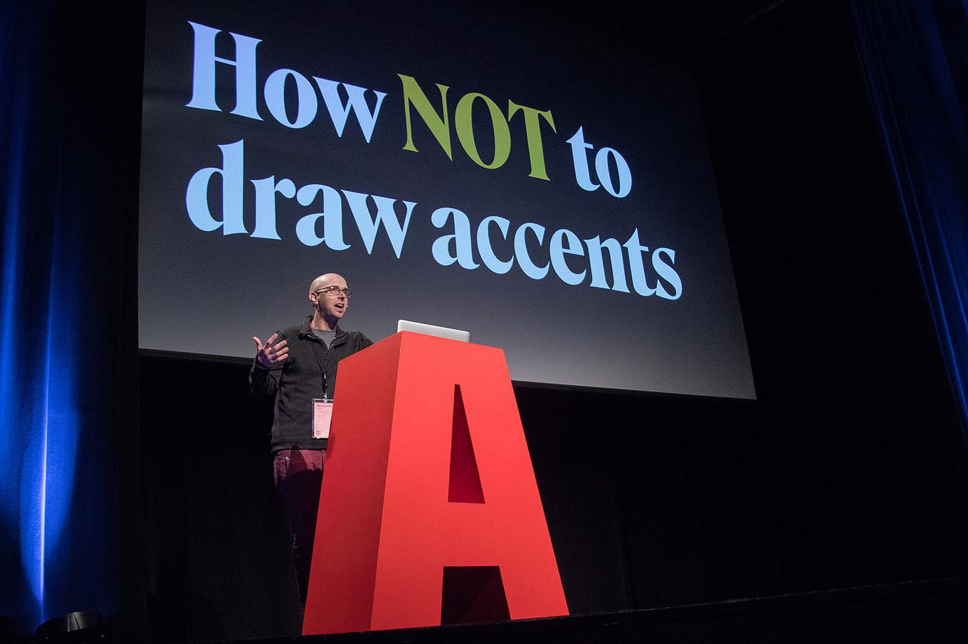 David Jonathan Ross presenting at ATypI 2017 Montreal