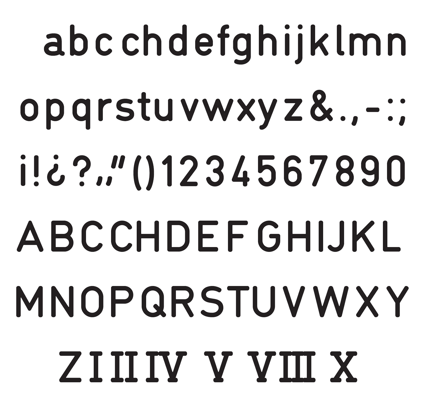 Image showing the original UNE alphabet.