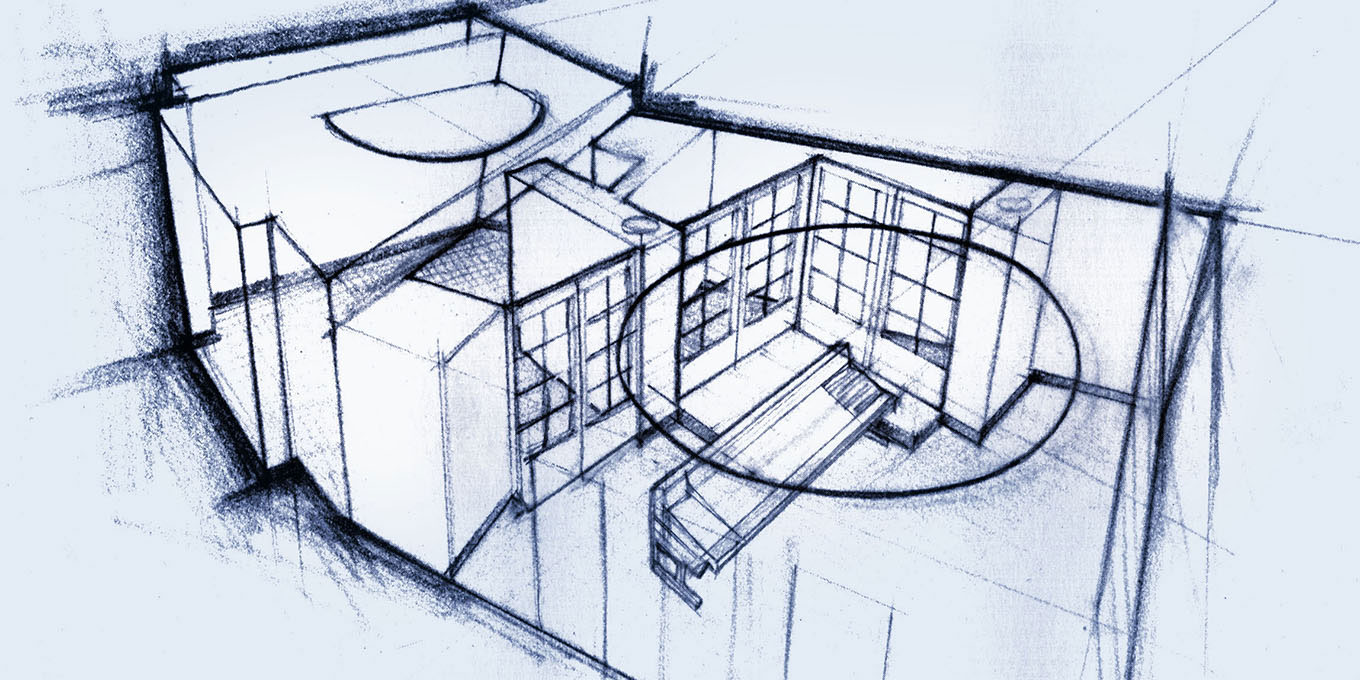 Early sketch for a recording studio by Greg Thompson