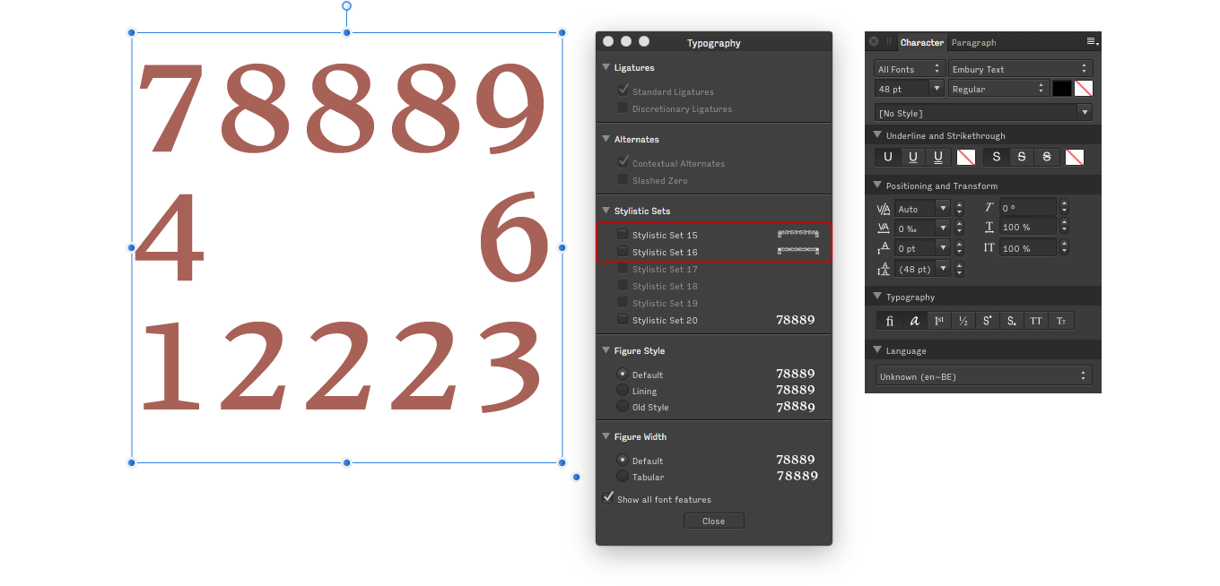 Typing a border with Embury text in Affinity Designer
