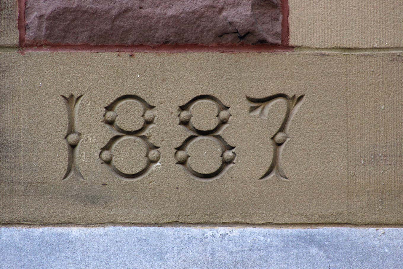 Decorative figures on the cornerstone of St. James United Church on the rue Ste-Catherine