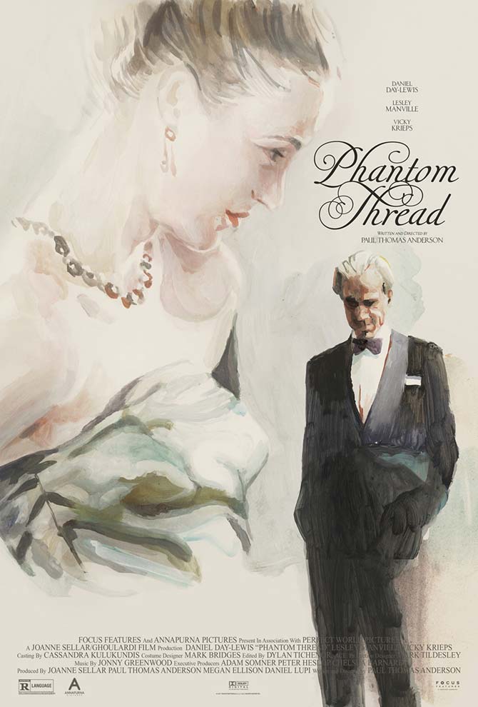 Midnight Marauder’s alternate poster for Phantom Thread with painted art by Tony Stella