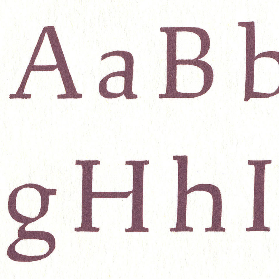 Detail of Plate 1 of Rudolph Ruzicka’s Studies in Type Design showing some of the painted letters