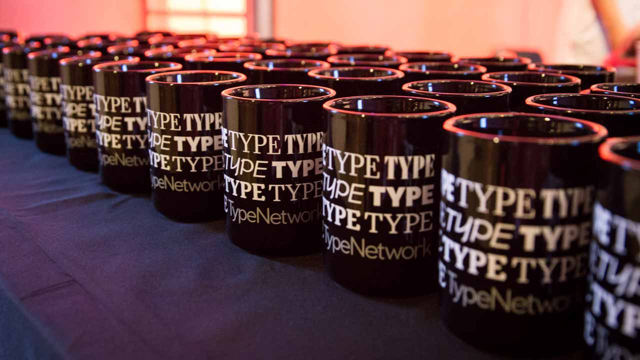 Display of Type Network mugs