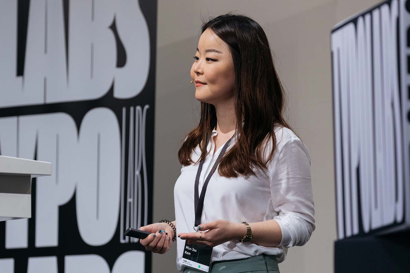 Min-Joo Ham presenting at TYPO Labs 2018.