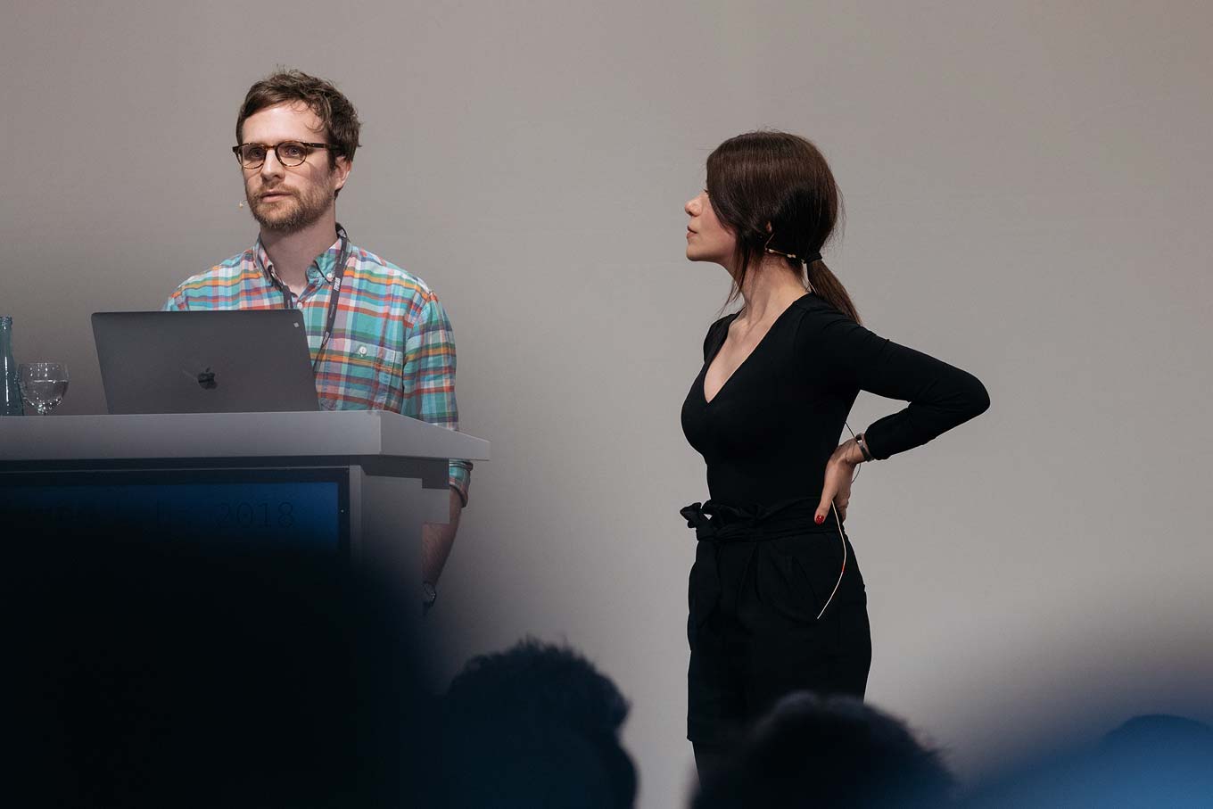 Sahar Afshar and José Miguel Solé Bruning presenting at TYPO Labs 2018.