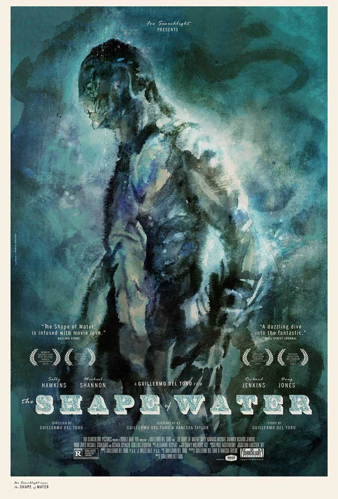 Midnight Marauder’s alternate poster for The Shape of Water with painted art by Tony Stella