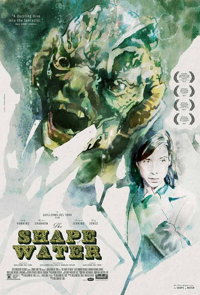 Midnight Marauder’s alternate poster for The Shape of Water with painted art by Tony Stella