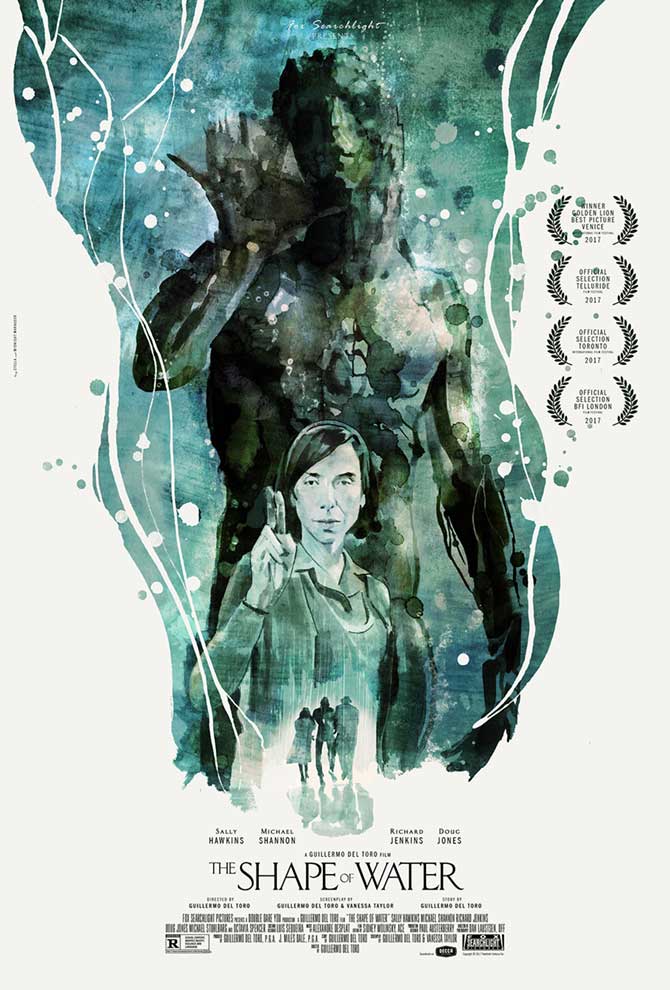 Midnight Marauder’s alternate poster for The Shape of Water with painted art by Tony Stella